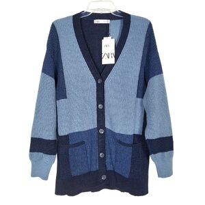 ZARA long knit cardigan in patchwork Blogger favorite tik tok famous NWT
